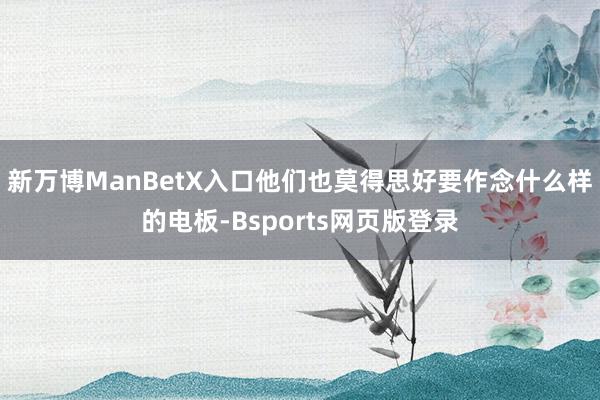 新万博ManBetX入口他们也莫得思好要作念什么样的电板-Bsports网页版登录